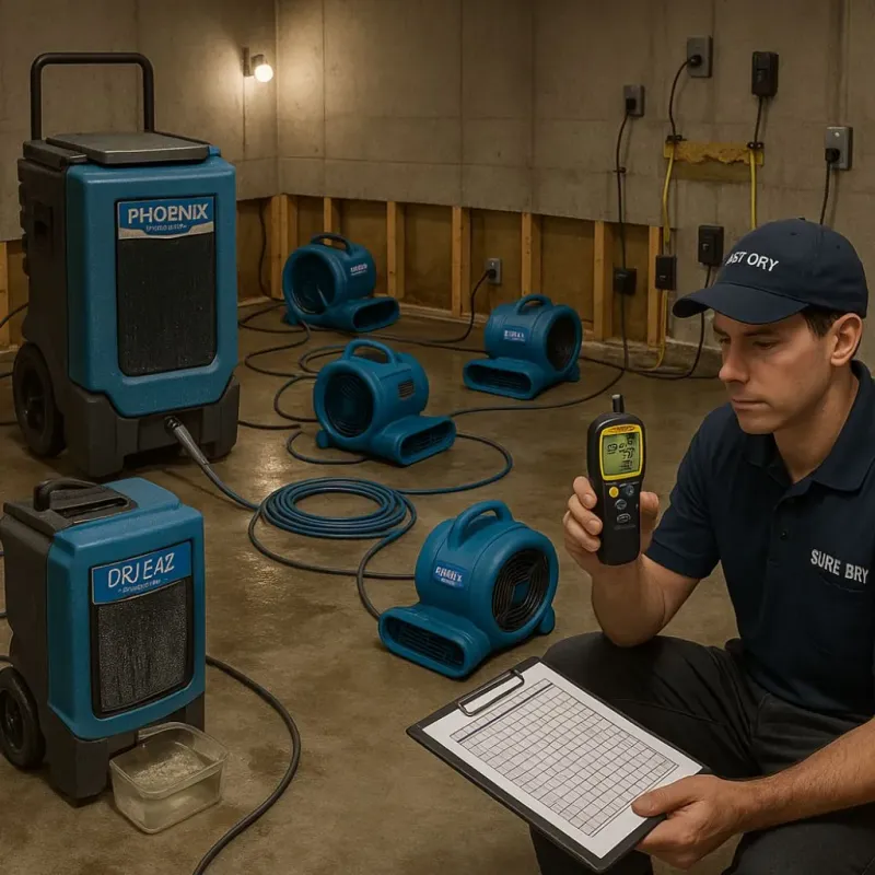 Structural Drying and Dehumidification process in Oakwood, PA